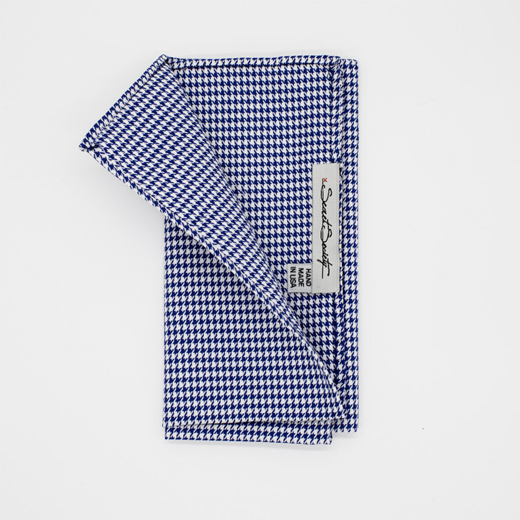 Pocket Square - Navy and White Houndstooth