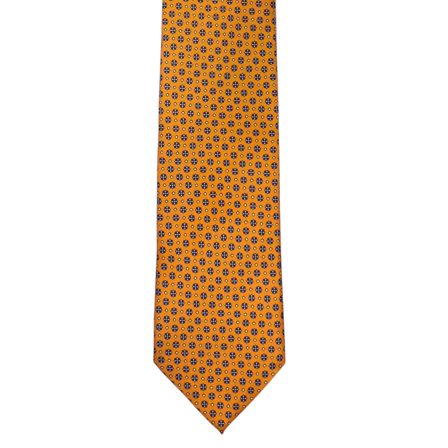 Tie - Orange w/ Navy and White Small Foulard