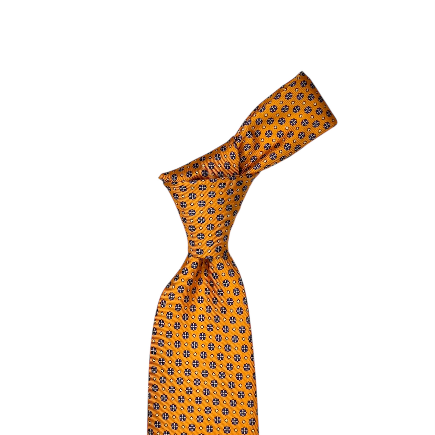 Tie - Orange w/ Navy and White Small Foulard