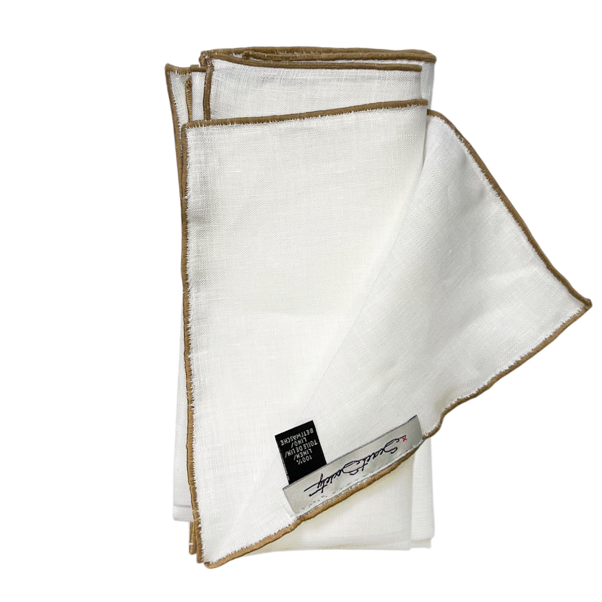 Pocket Square - Biscotti Linen Edge Stitch