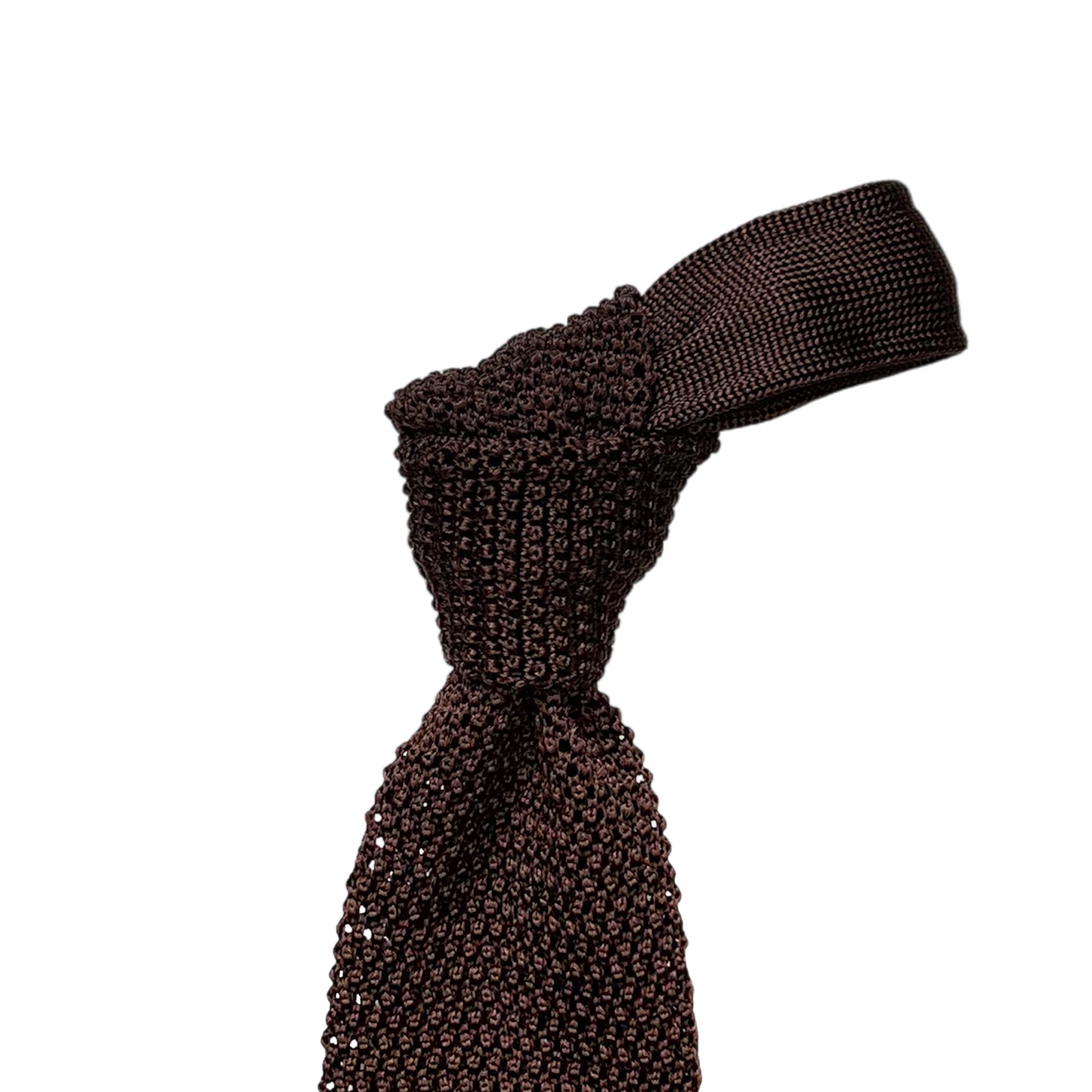 Silk Knit Tie - Chocolate w/ Diamond Tip