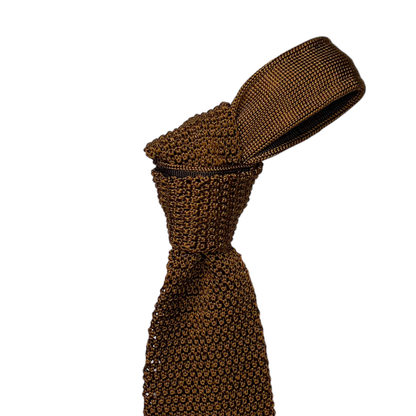 Silk Knit Tie - Tobacco w/ Diamond Tip
