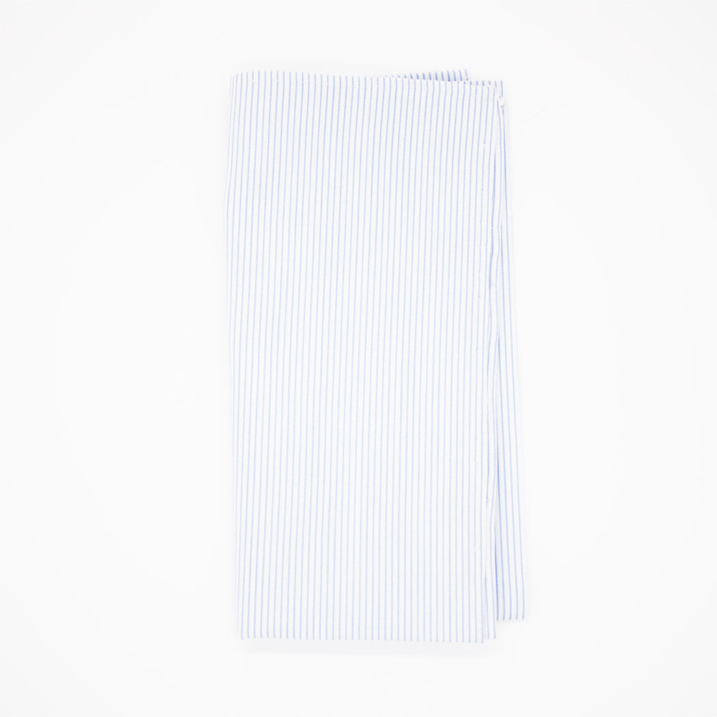 Pocket Square - White w/ Sky Pencil Stripe