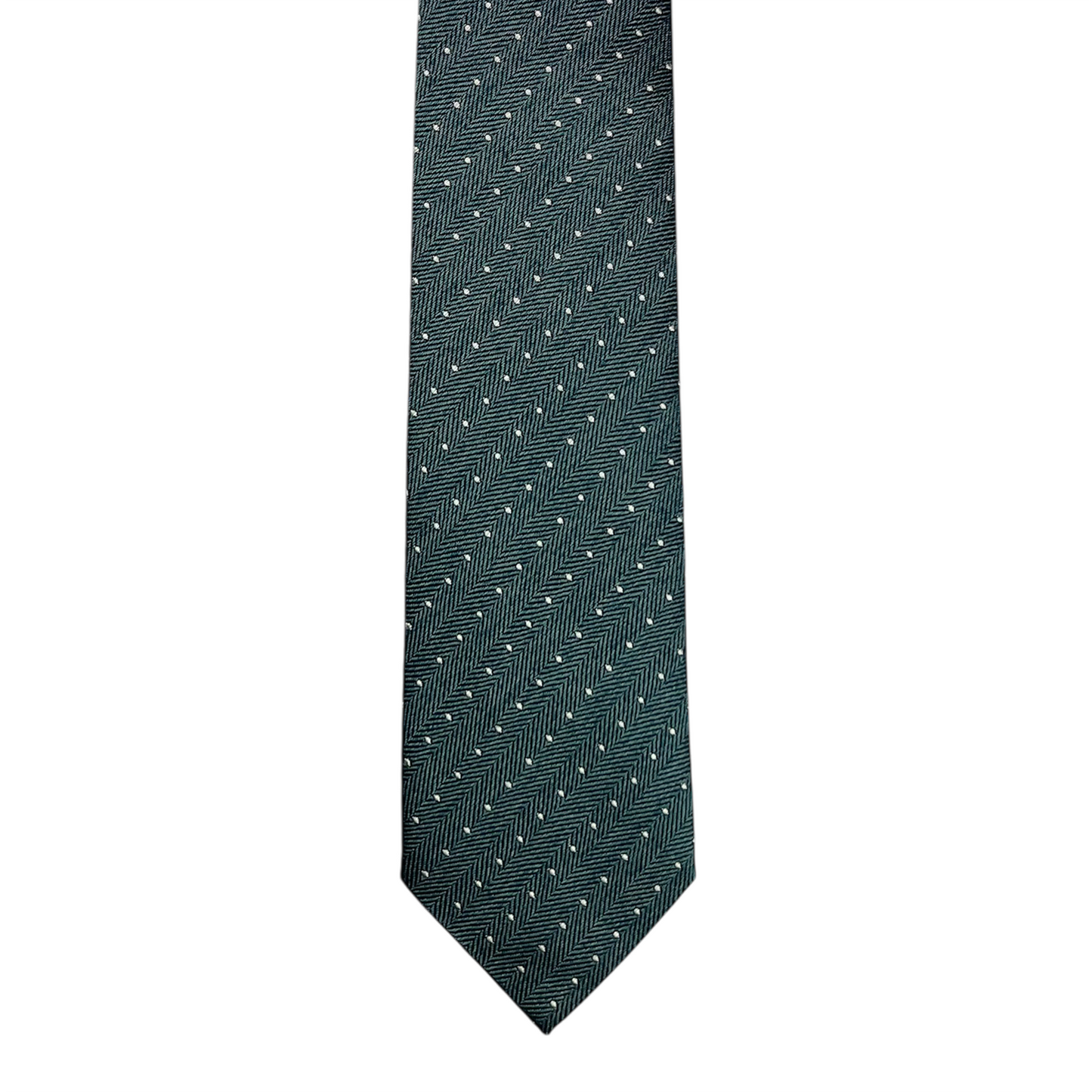 Tie - Spruce Herringbone Dot Jacquard