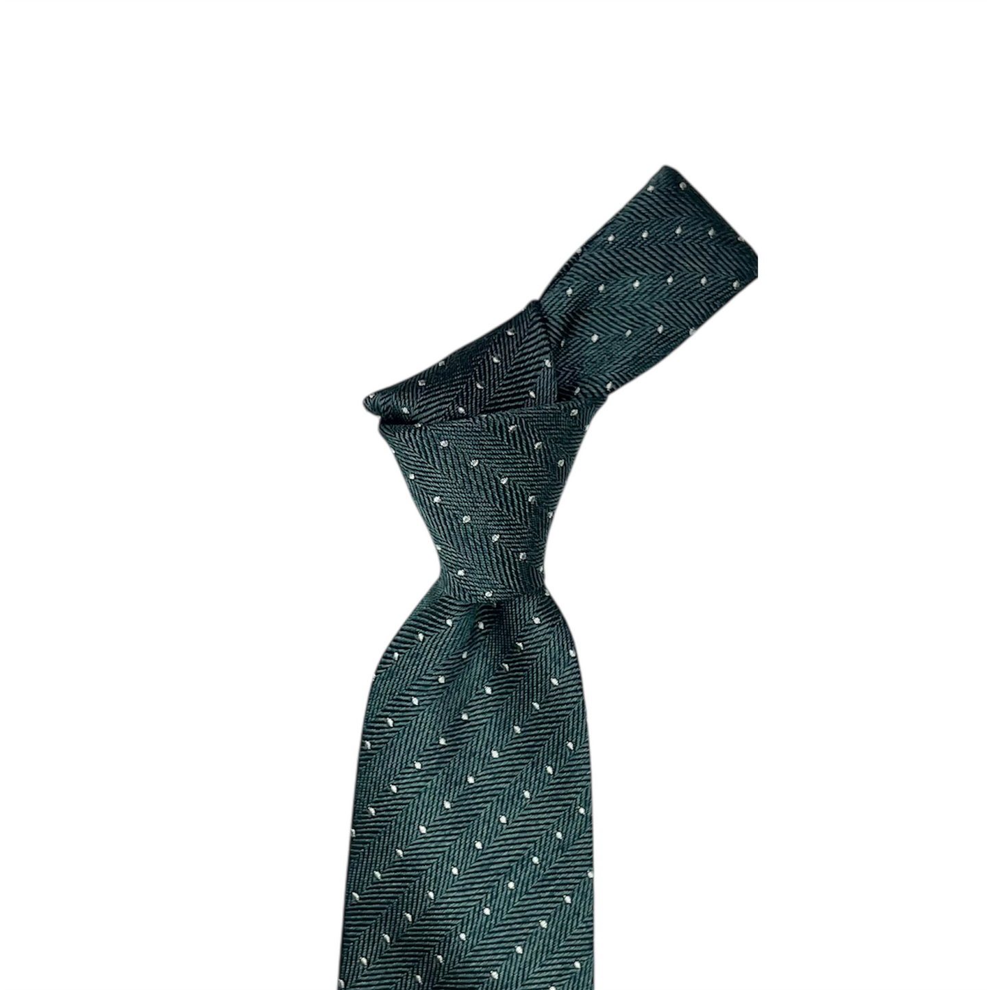 Tie - Spruce Herringbone Dot Jacquard
