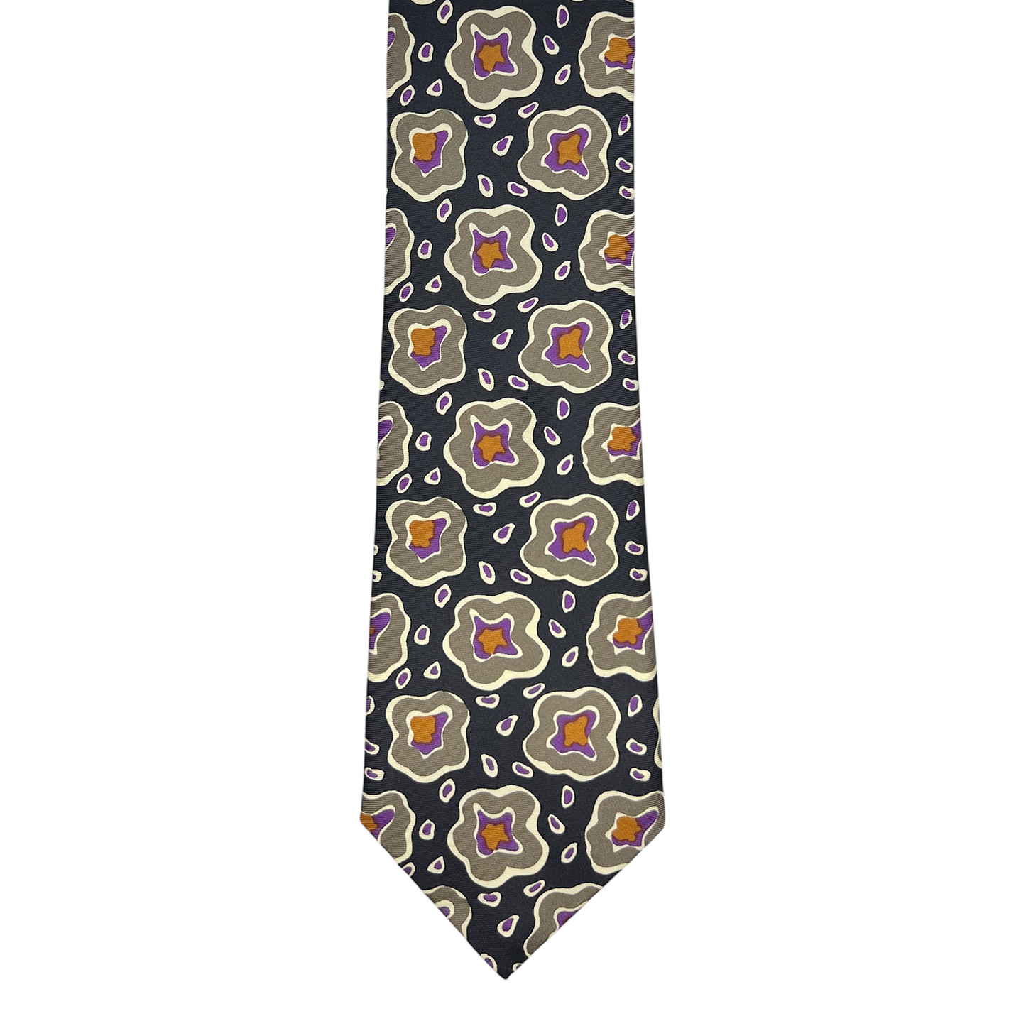 Tie - Black w/ Gray, Purple and Gold Abstract Star