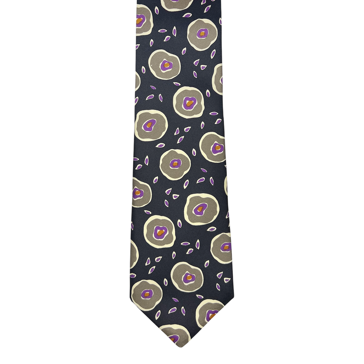 Tie - Black w/ Gray, Purple and Gold Abstract Circle