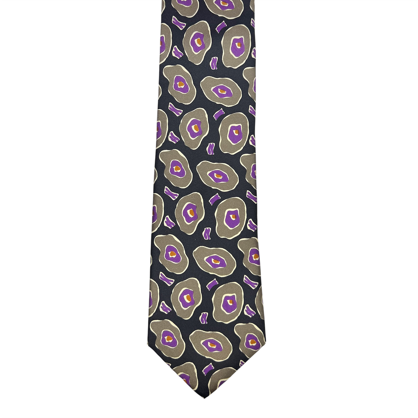 Tie - Black w/ Gray, Purple and Gold Abstract Oyster