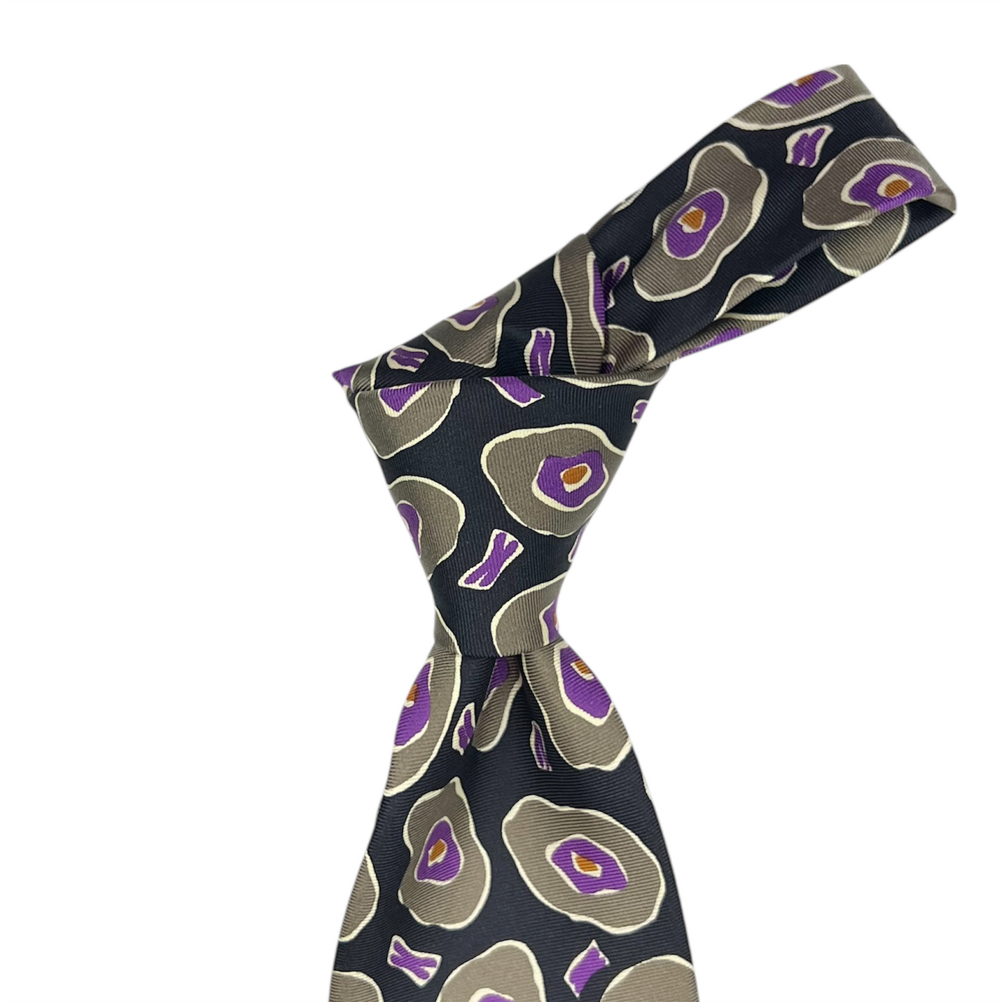 Tie - Black w/ Gray, Purple and Gold Abstract Oyster