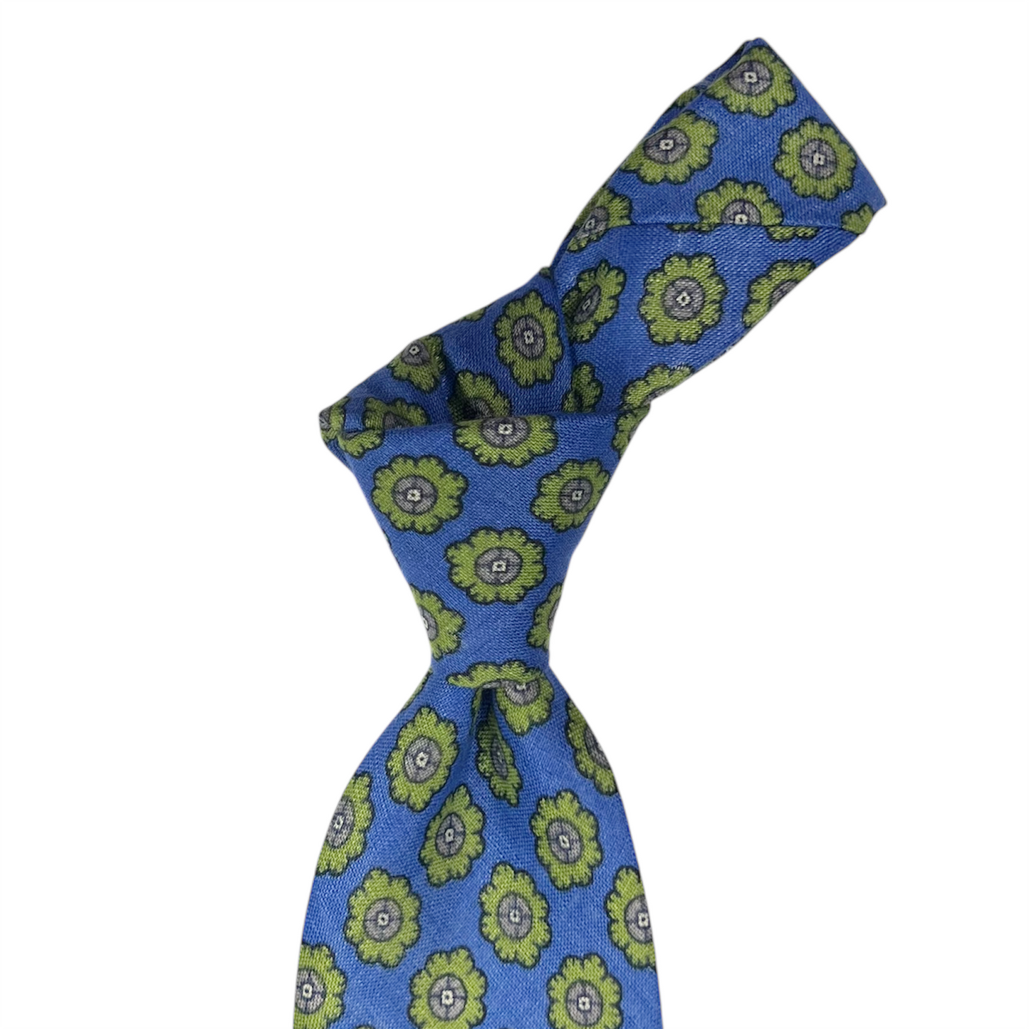 Tie - Blue w/ Lime Linen Foulard
