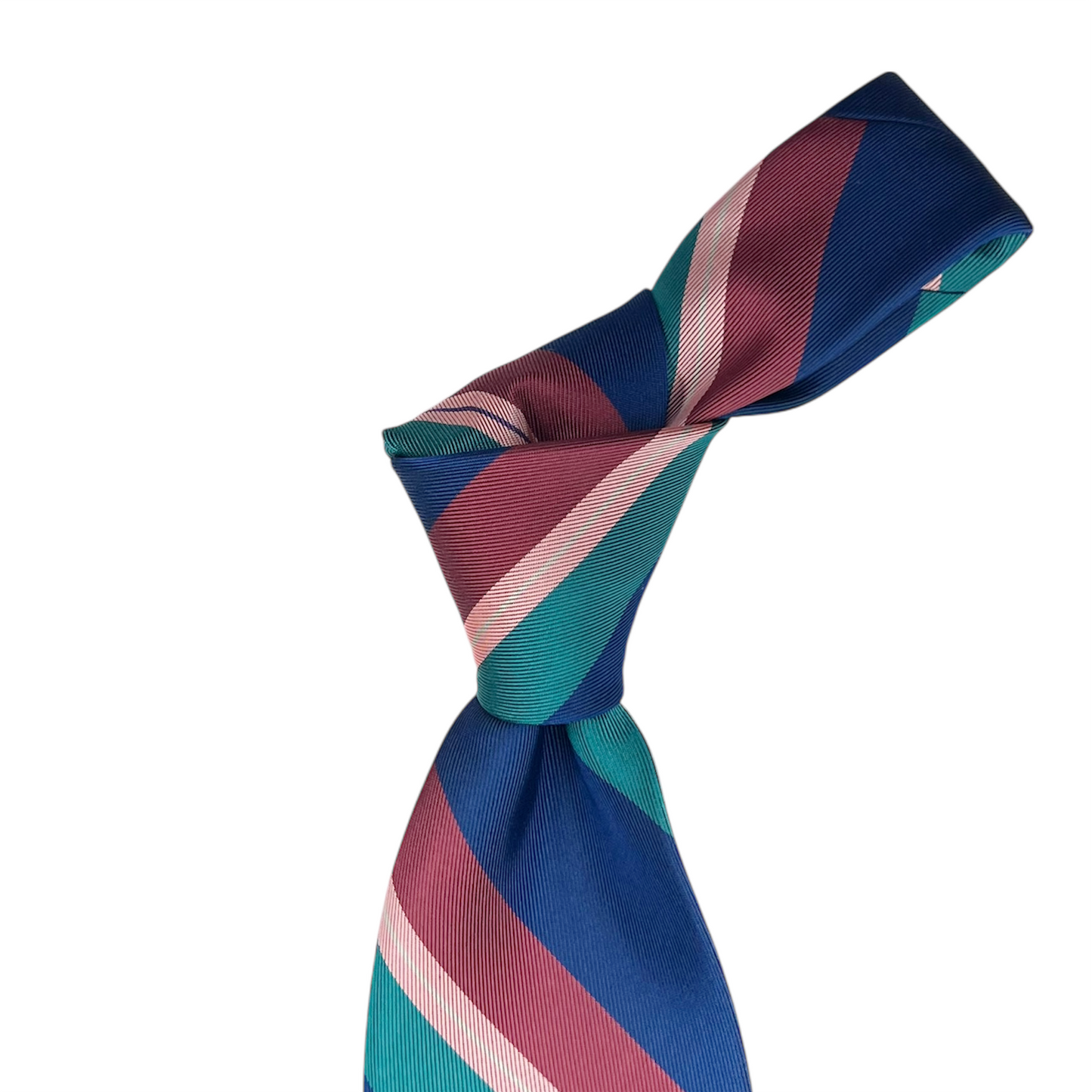 Tie - Blue, Dusty Rose, Pink and Teal Stripe