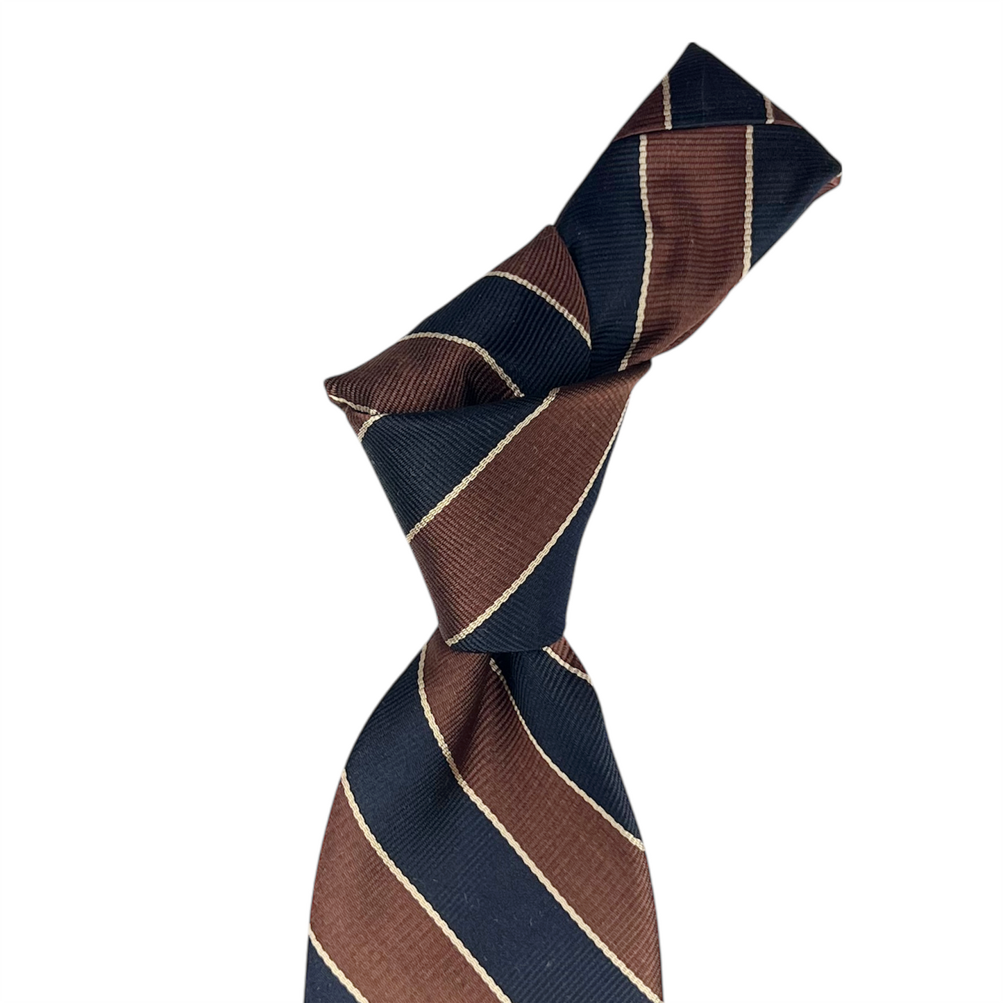 Tie - Navy, Brown and Bone Stripe