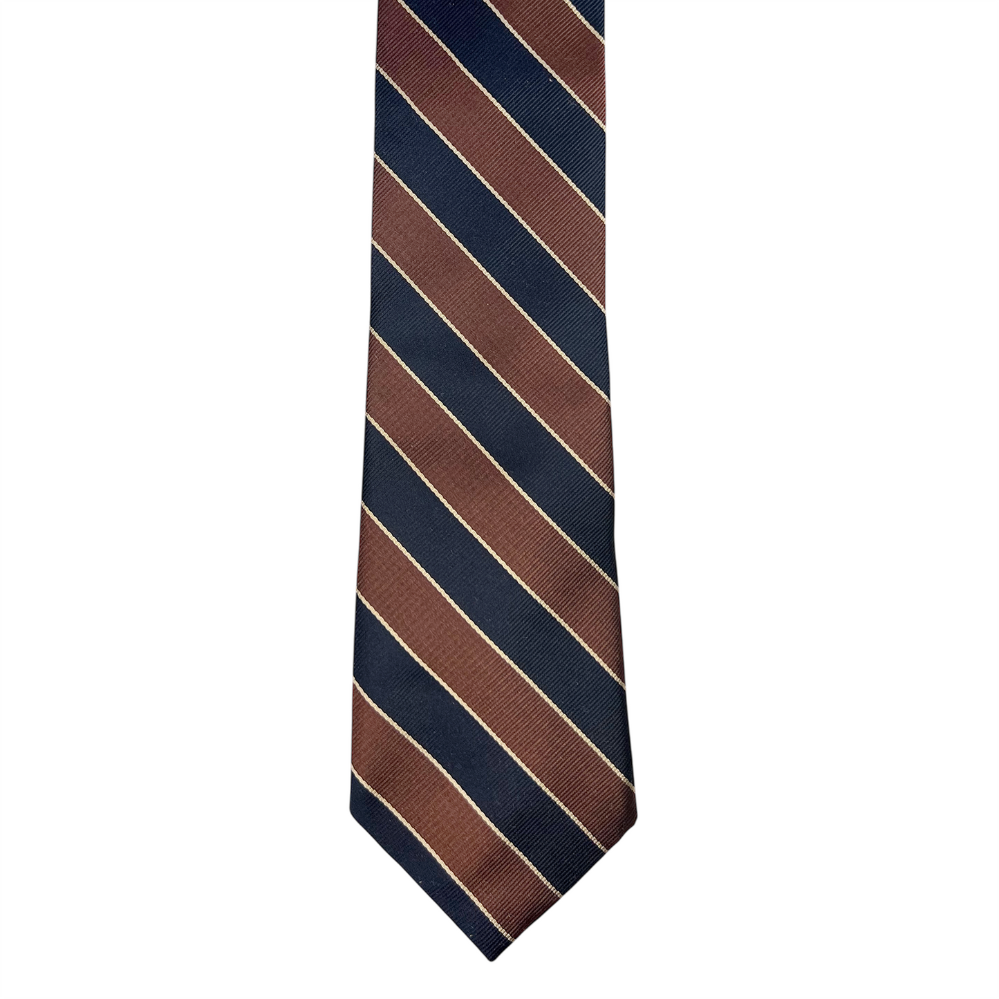 Tie - Navy, Brown and Bone Stripe