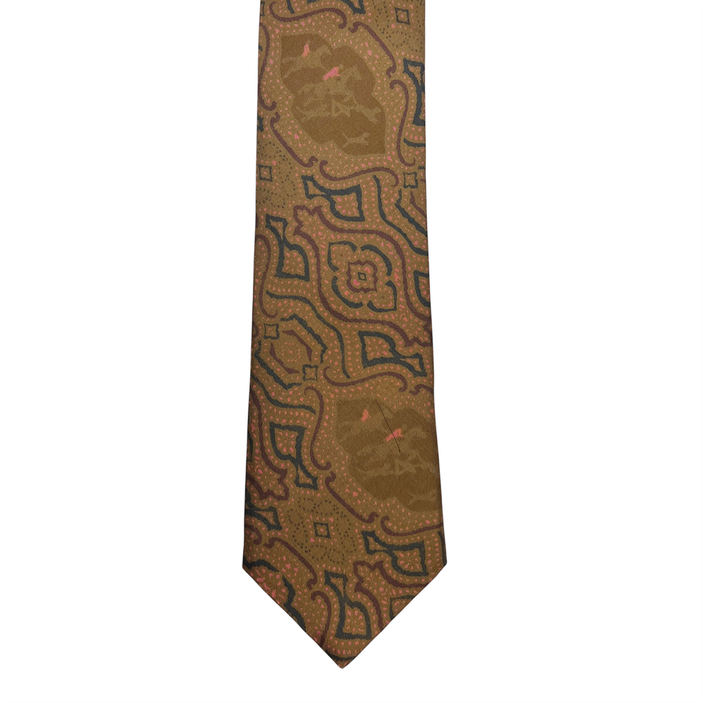 Tie - Tan, Navy and Pink Reverse Horse Motif