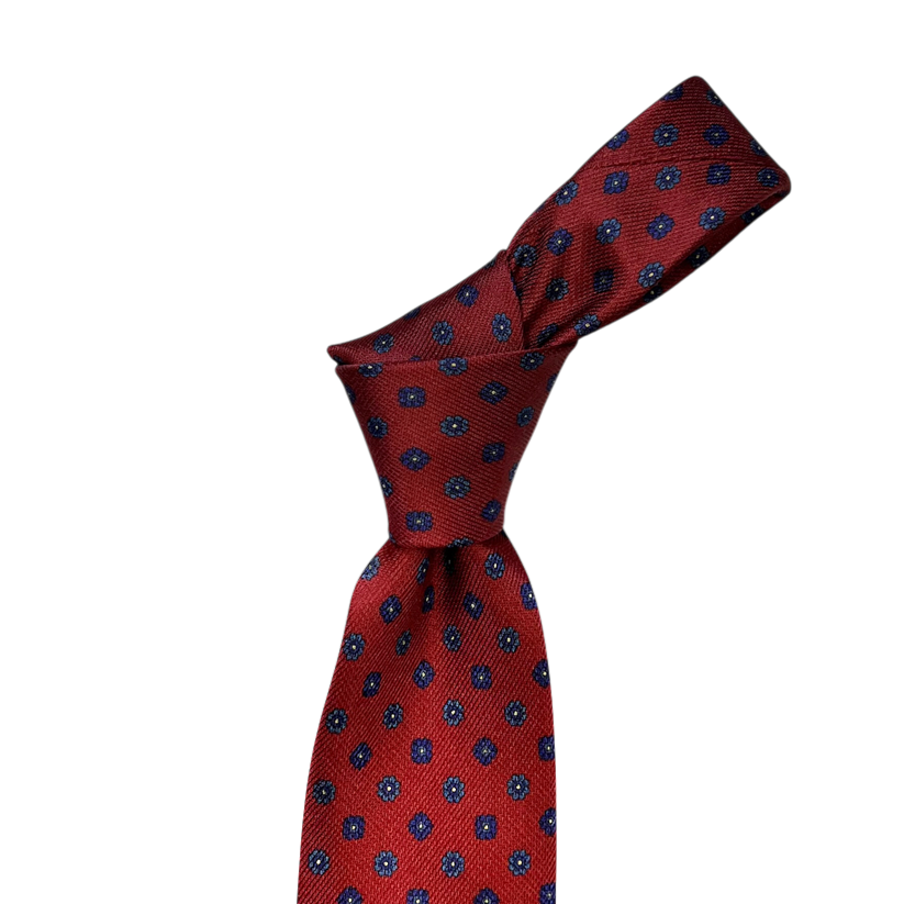 Tie - Chili Red w/ Blue Foulard