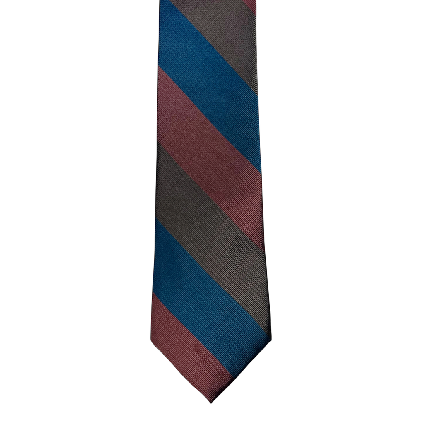 Tie - Dusty Blue, Rose and Brown Block Stripe