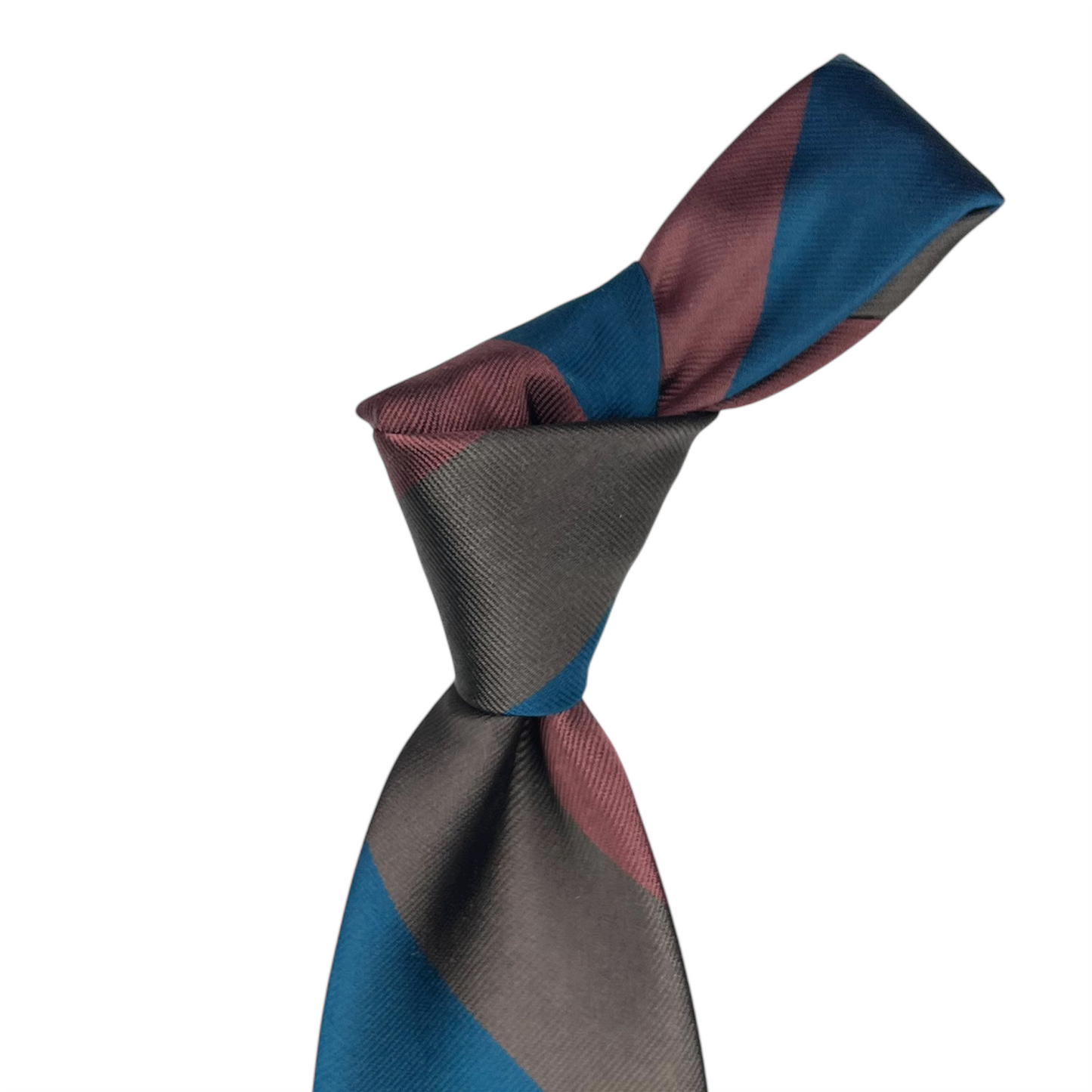 Tie - Dusty Blue, Rose and Brown Block Stripe