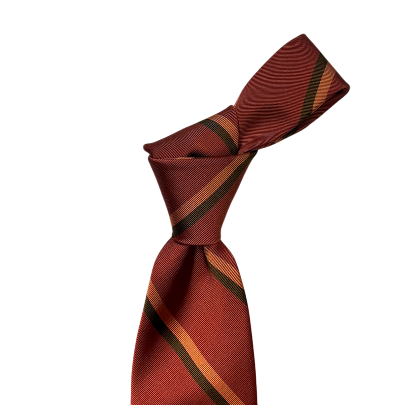 Tie -Paprika w/ Orange and Brown Stripe