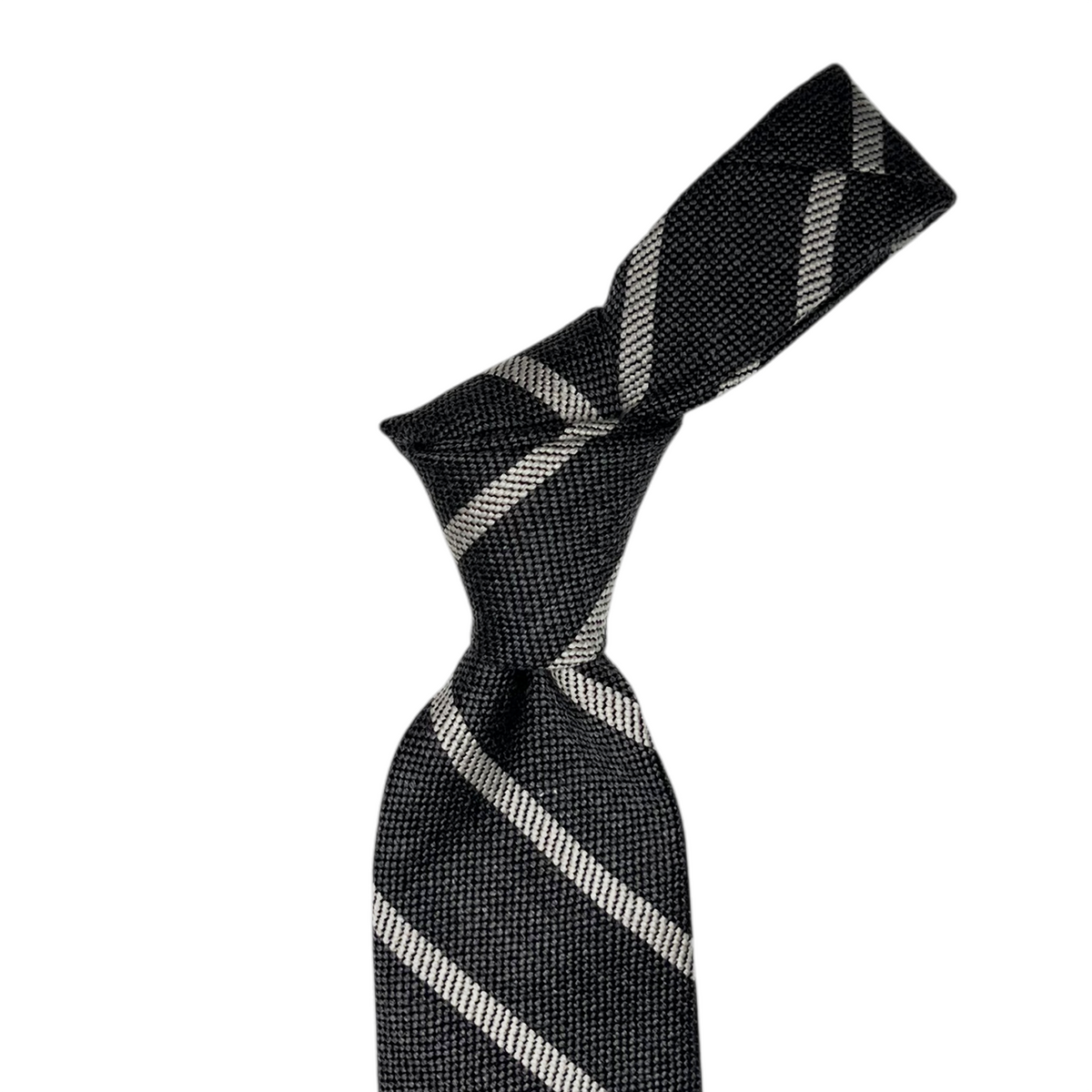 Tie - Gray and Bone Wool Flannel Stripe