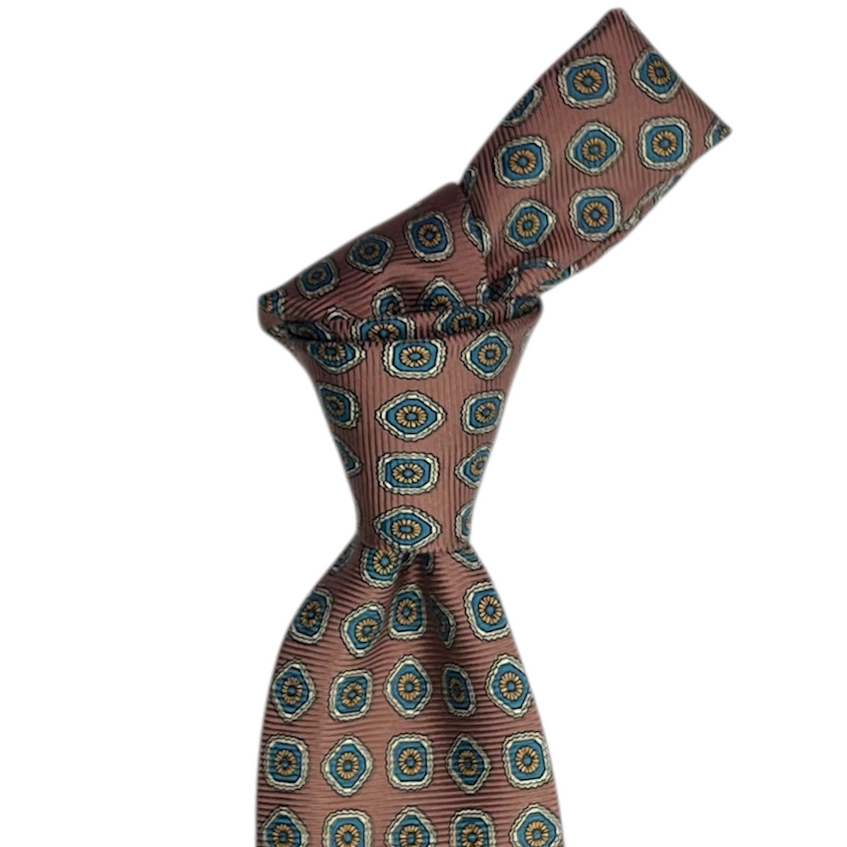 Tie -Cafe Au Lait w/ Teal Foulard