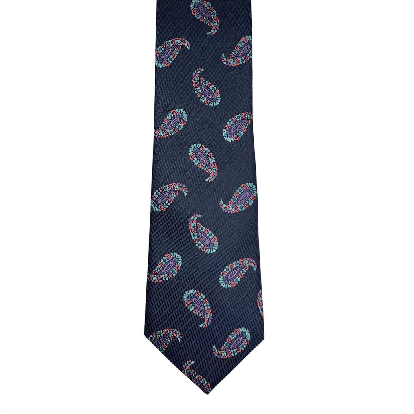 Tie - Navy Beaded Large Paisley