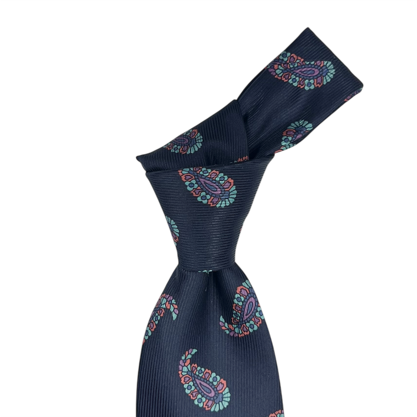Tie - Navy Beaded Large Paisley