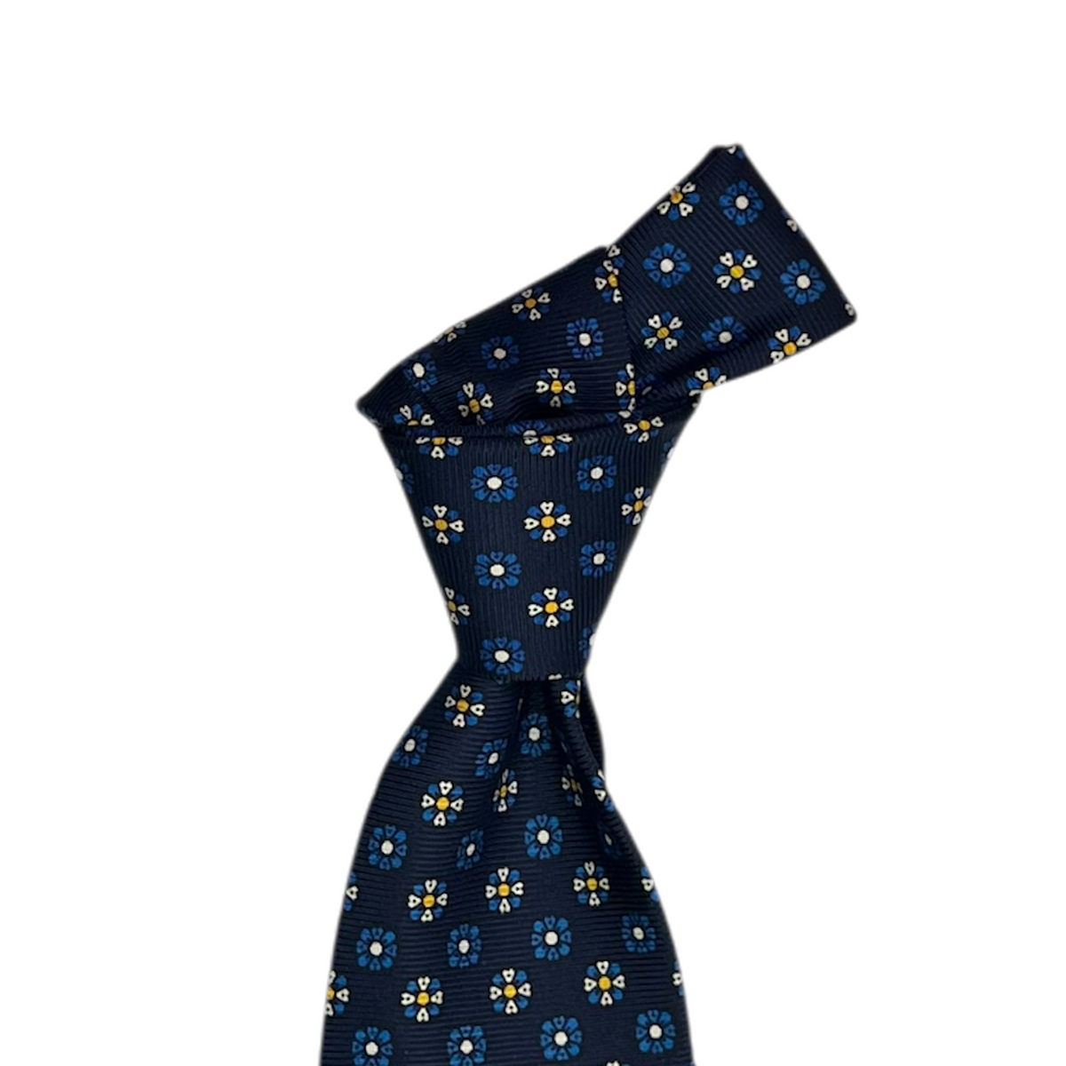 Tie - Navy Yellow and Sky Foulard