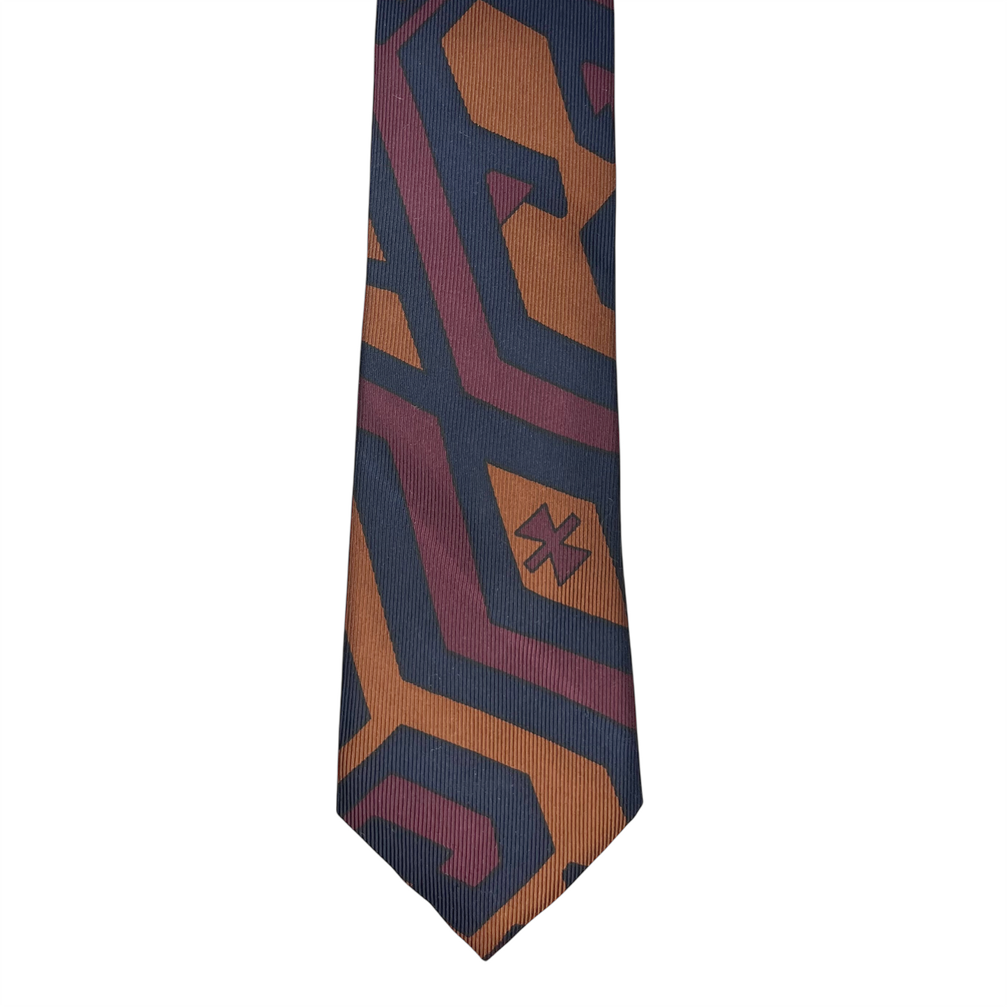 Tie - Navy, Plum and Tobacco Abstract