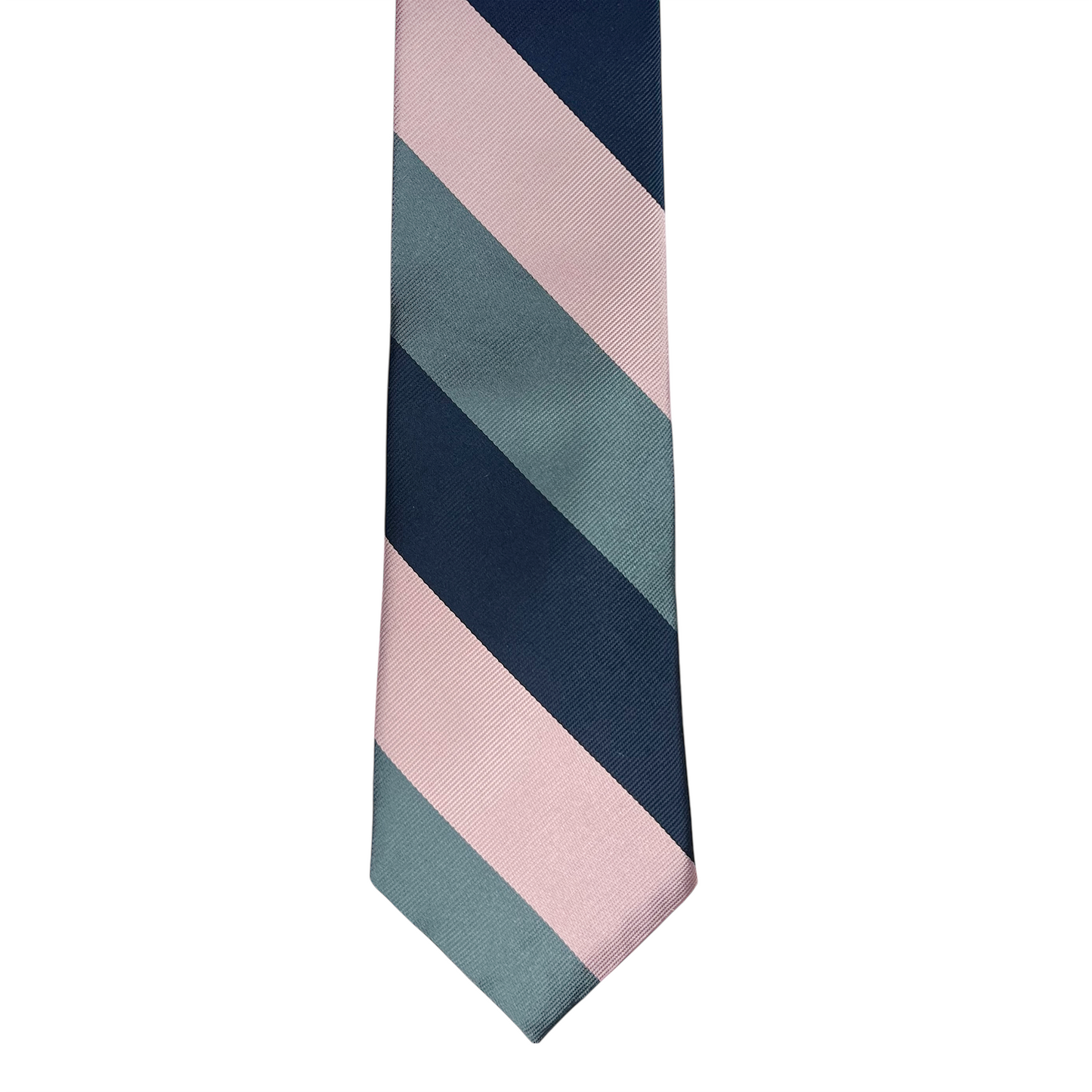 Tie - Navy, Sage and Pink Block Stripe