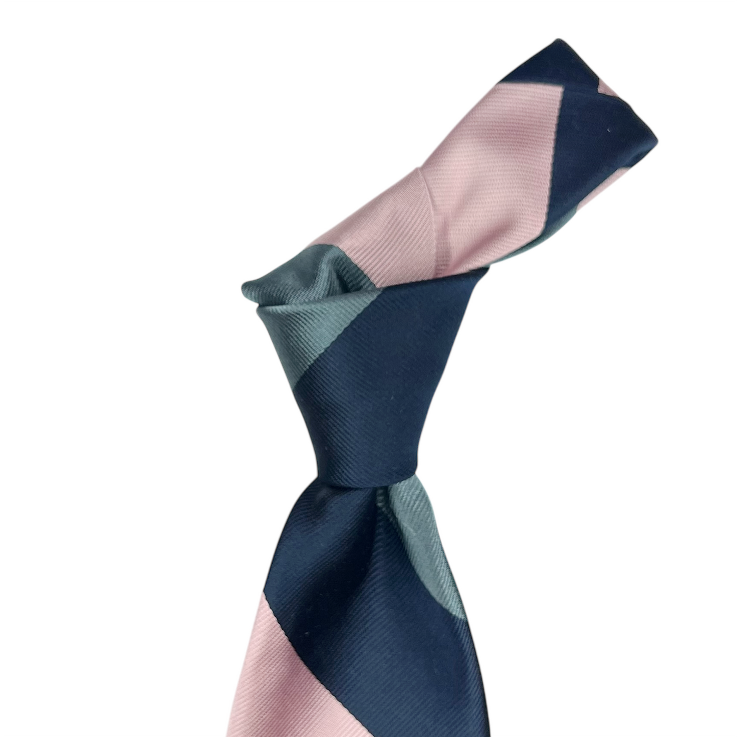 Tie - Navy, Sage and Pink Block Stripe