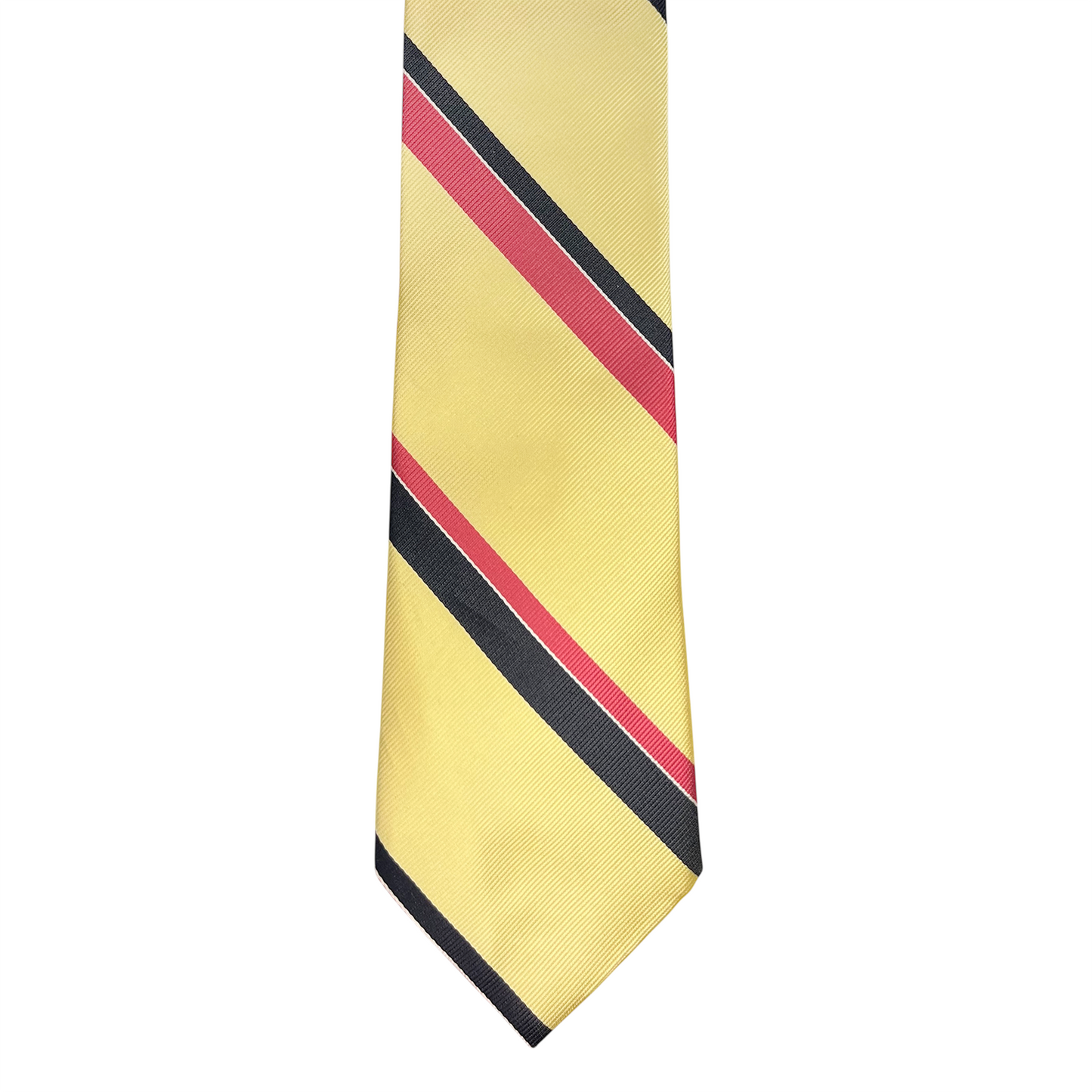 Tie - Pale Yellow w/ Navy and Pink Stripe