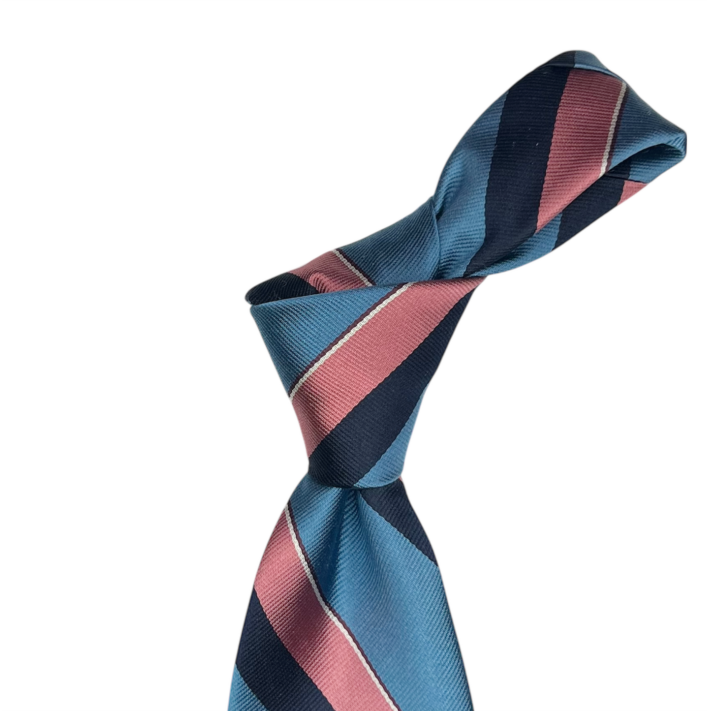 Tie - Capri Blue, Dusty Pink and Navy Stripe