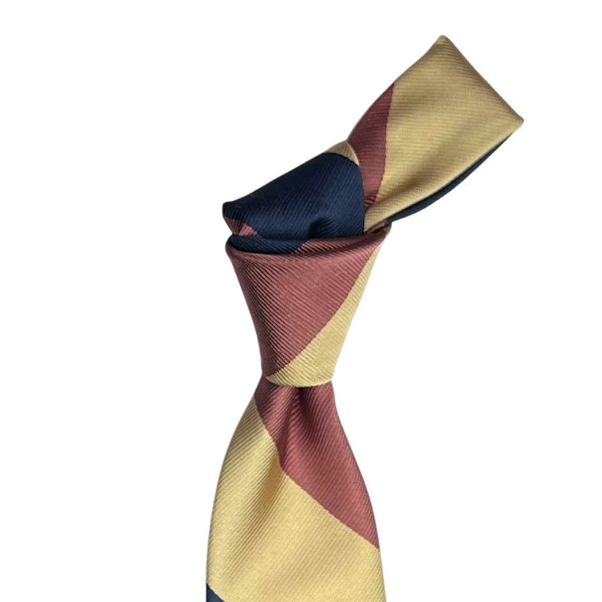 Tie - Navy Tan and Pink Block Stripe