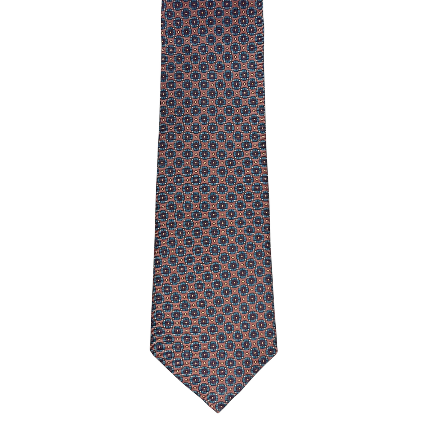 Tie - Terracotta, Plum and Blue Geometric