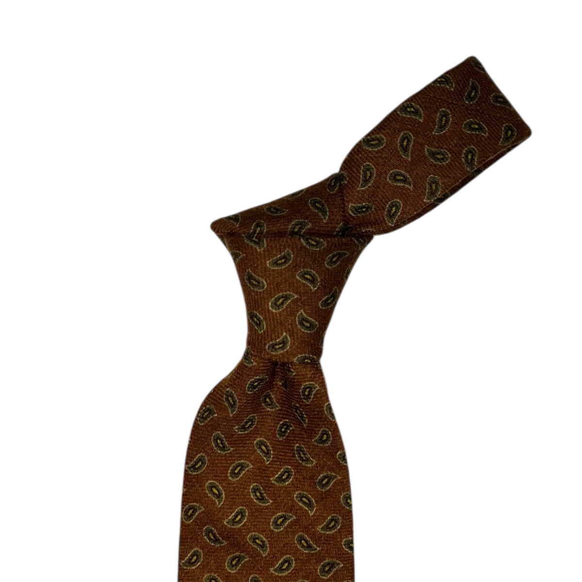 Tie - Tobacco Wool Flannel Paisley Foulard