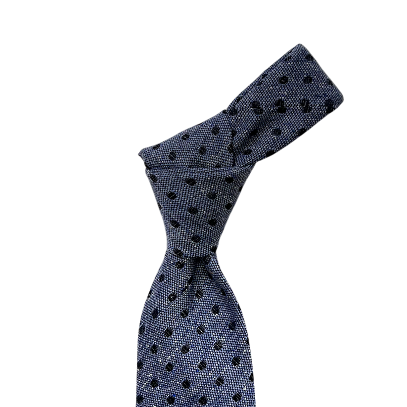 Tie - Stone Blue Wool Dot