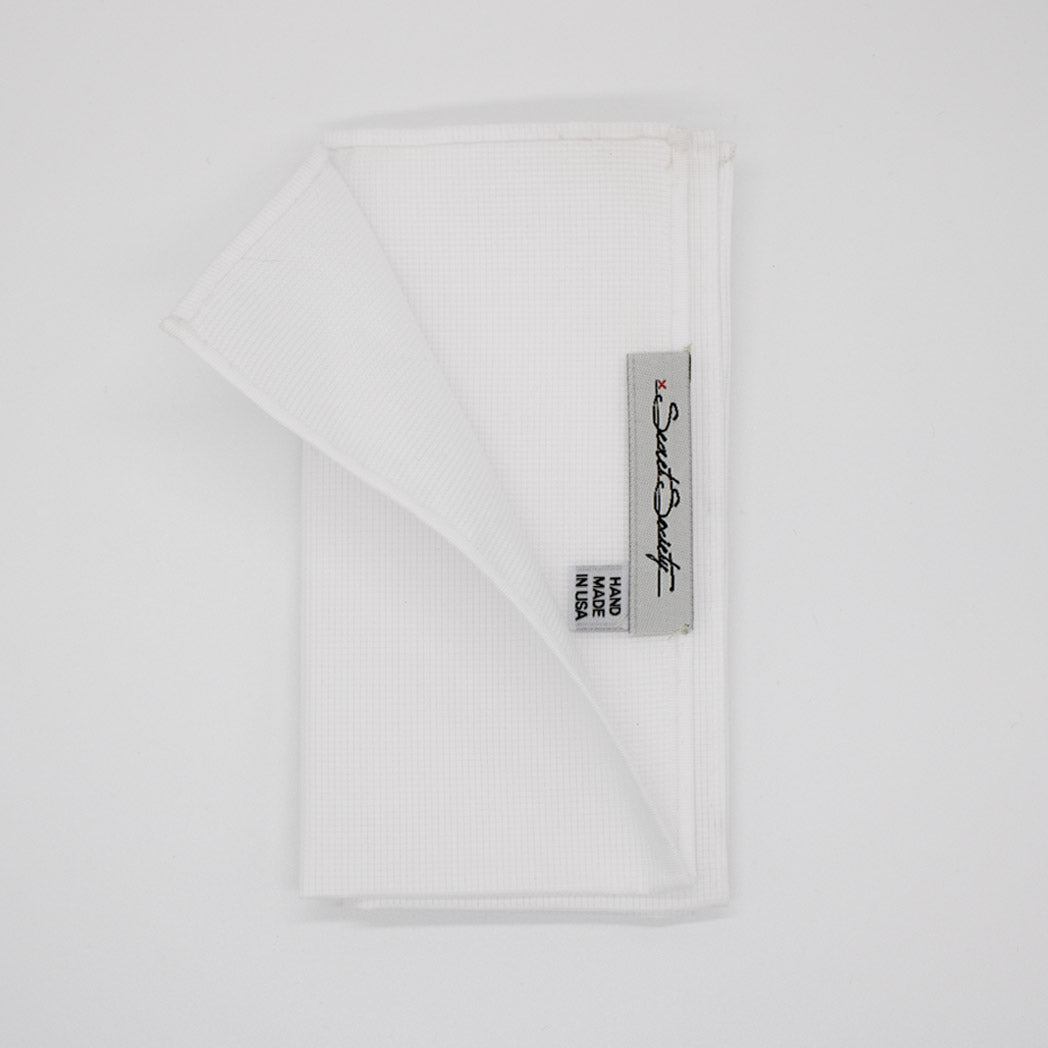 Pocket Square - White Cotton Oxford