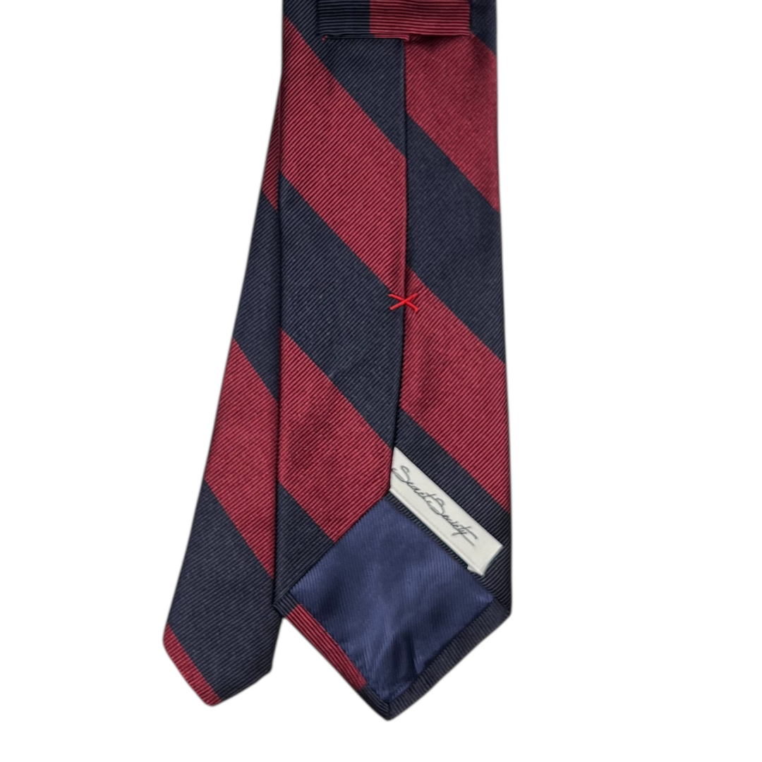 Tie - Navy And Crimson Block Stripe
