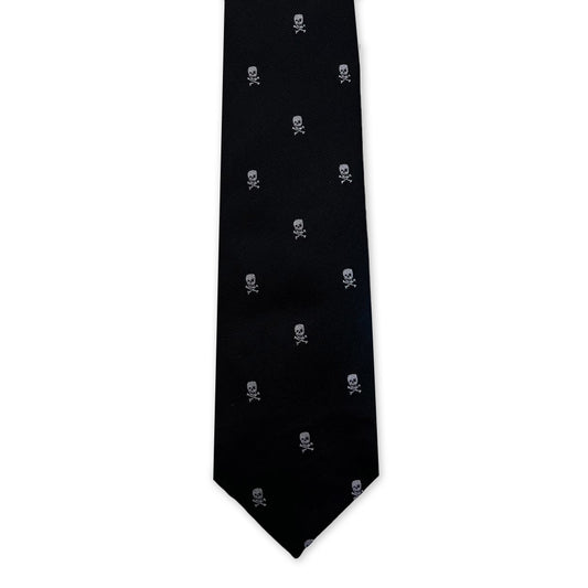 Tie - Black and White Skull