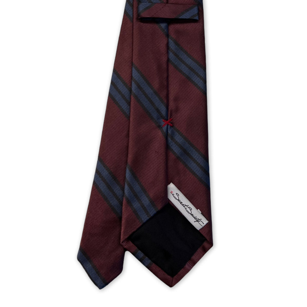 Tie - Blackcherry and Denim Blue Stripe