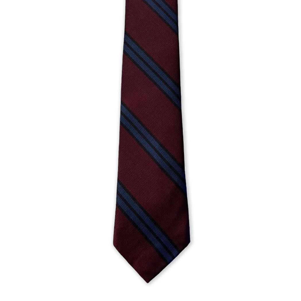 Tie - Blackcherry and Denim Blue Stripe