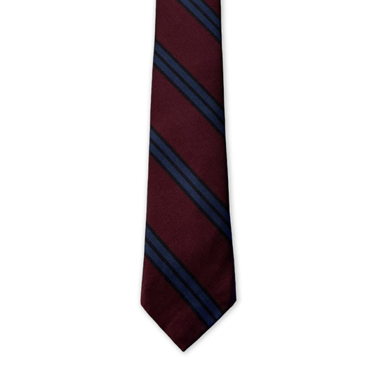 Tie - Blackcherry and Denim Blue Stripe