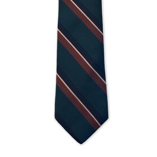 Tie - Green, Brown, Navy and Bone Stripe