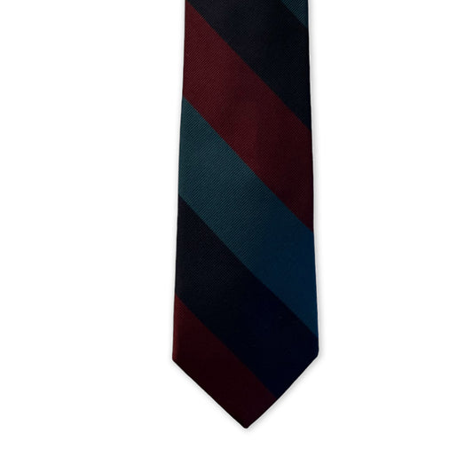 Tie - Navy, Teal and Crimson Block Stripe