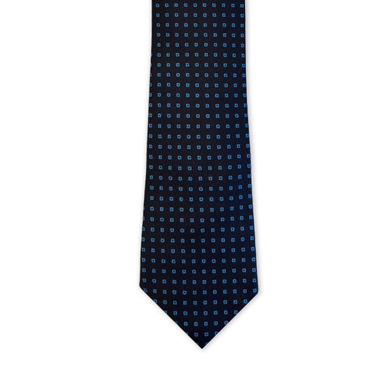 Tie - Navy w/ Sky Square Motif