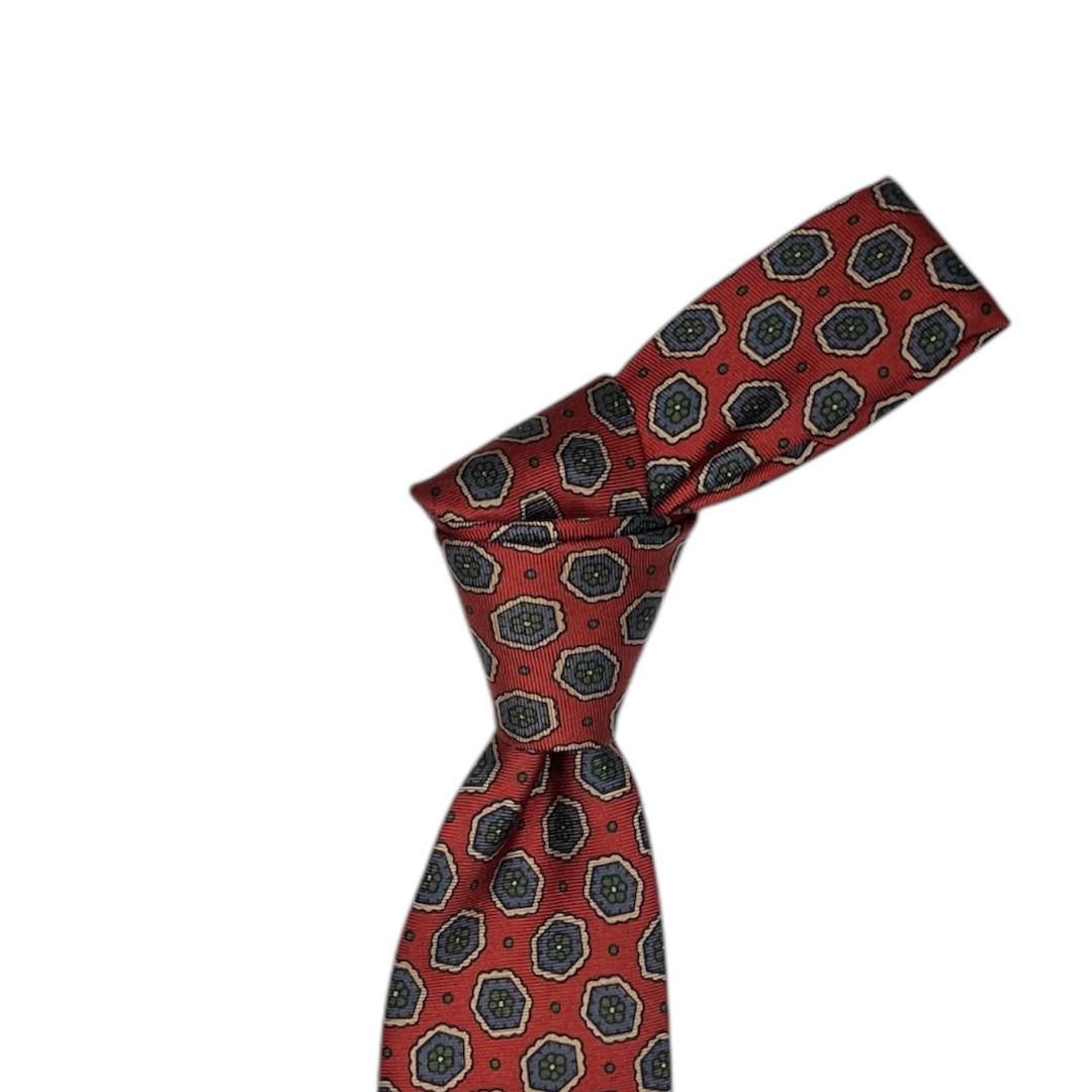 Tie - Burnt Orange w/ Lavender and Green Foulard
