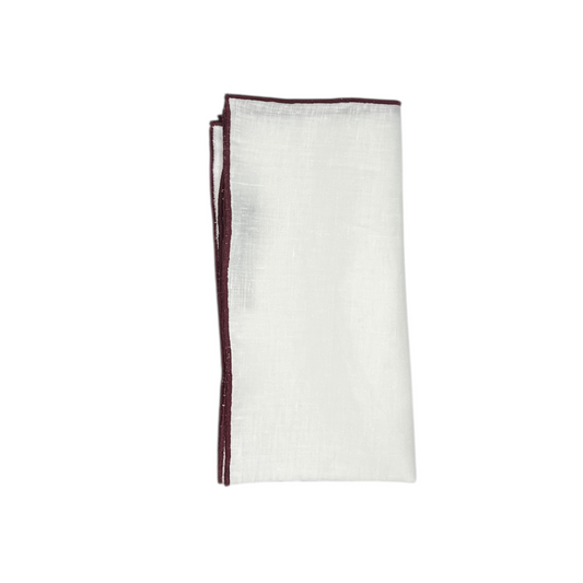 Pocket Square - Oxblood Linen Edge Stitch