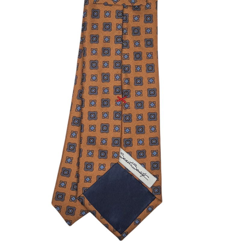 Tie - Rusty Orange w/ Sky Foulard