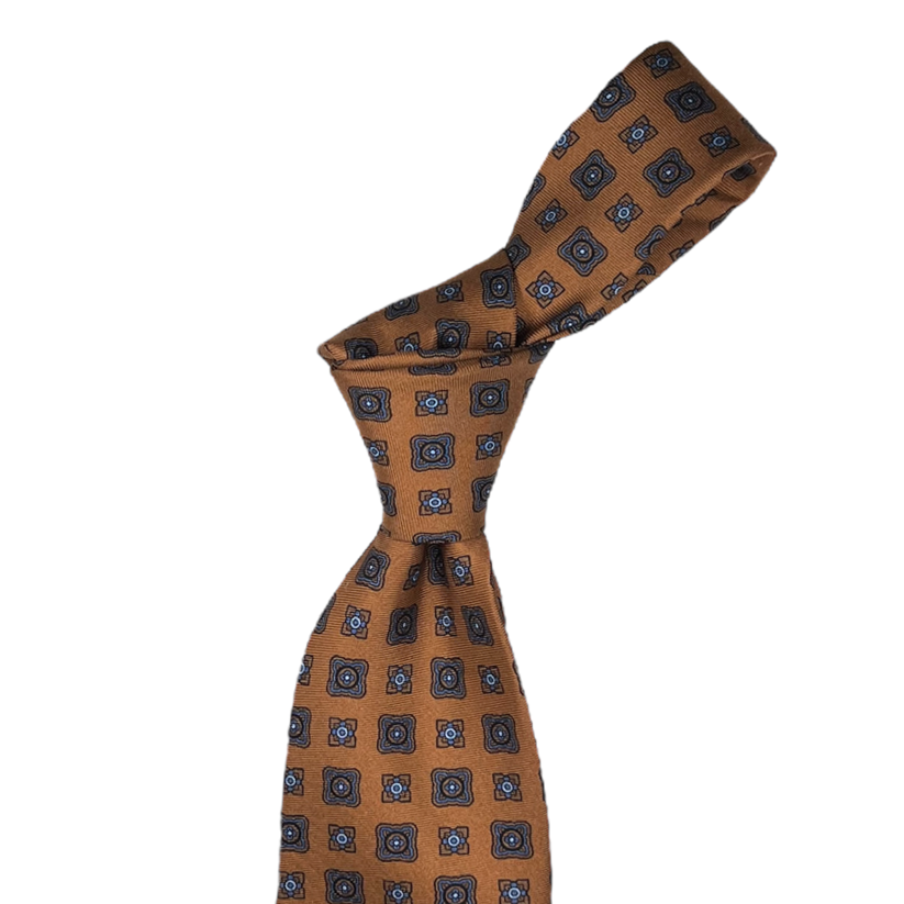 Tie - Rusty Orange w/ Sky Foulard