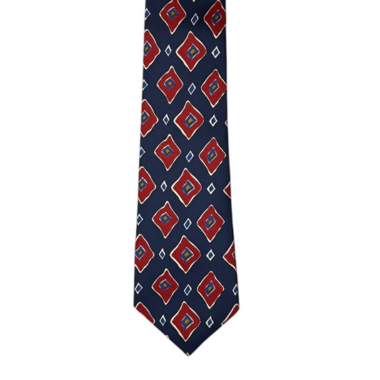 Tie - Blue w/ Red, Blue and Gold Diamond